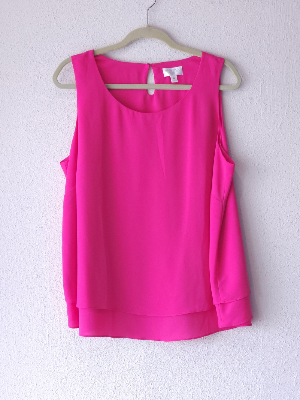 Bisou Bisou Hot Pink Swing Double-Layer Chiffon Sleeveless Blouse PLUS SIZE 0X
